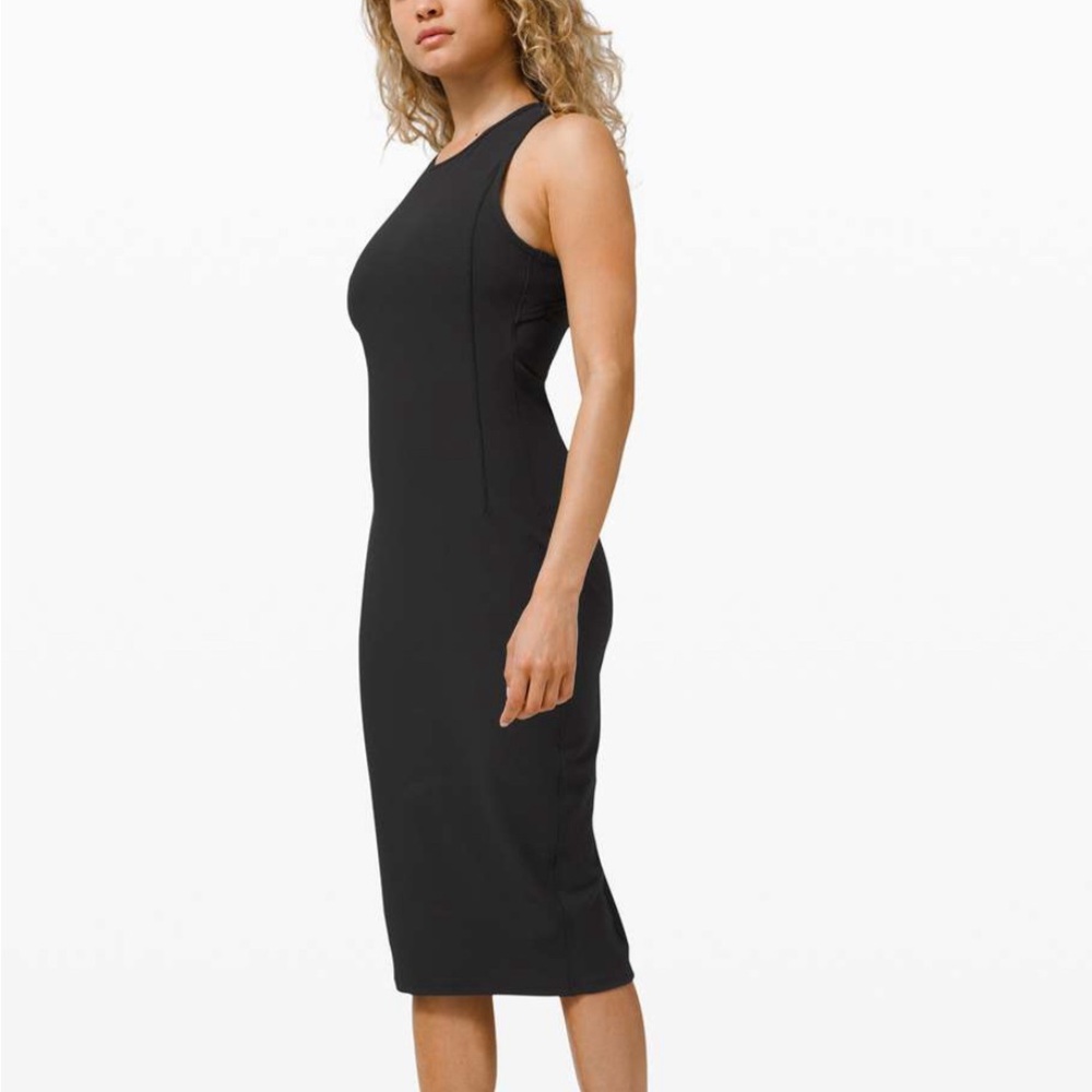 lululemon athletica Black Midi Dress: brunch and back black dress